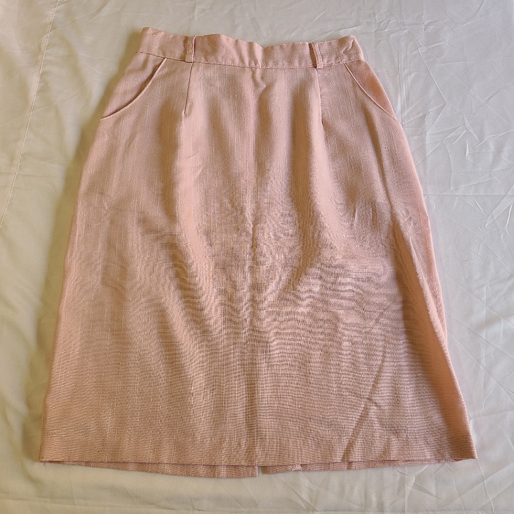 Vintage 80s WEAR Straight Pencil Pocket Skirt Career Business Light Pink Size 12
